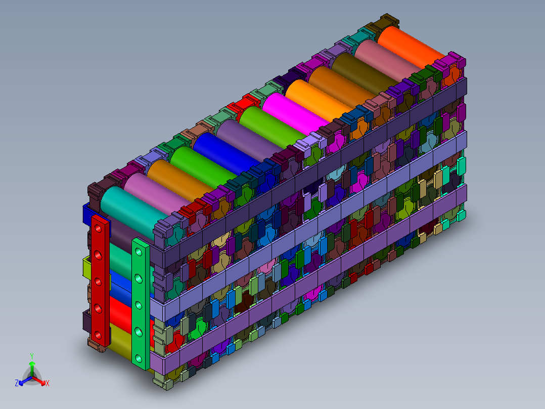 四轮车太阳能电池储能模组正等轴测图