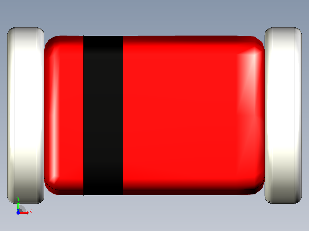 用于二极管或齐纳二极管的MiroMELF SMD外壳，2-1.2-1.2毫米前视图