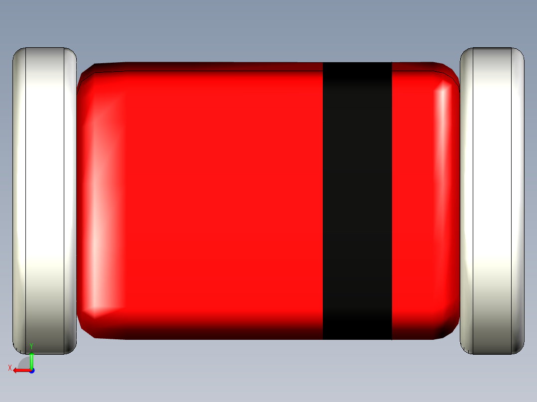 用于二极管或齐纳二极管的MiroMELF SMD外壳，2-1.2-1.2毫米后视图