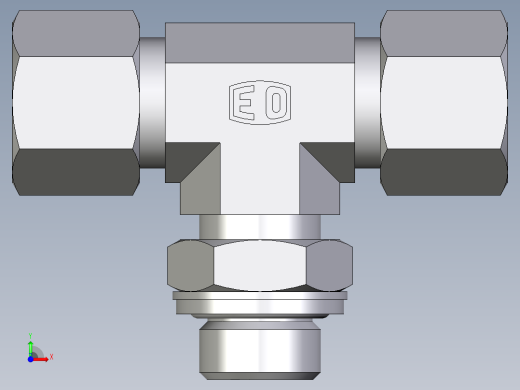 卡套式工业通用硬管接头EO_Adjustable_locknut_branch_tee_TEE10SRCF前视缩略图