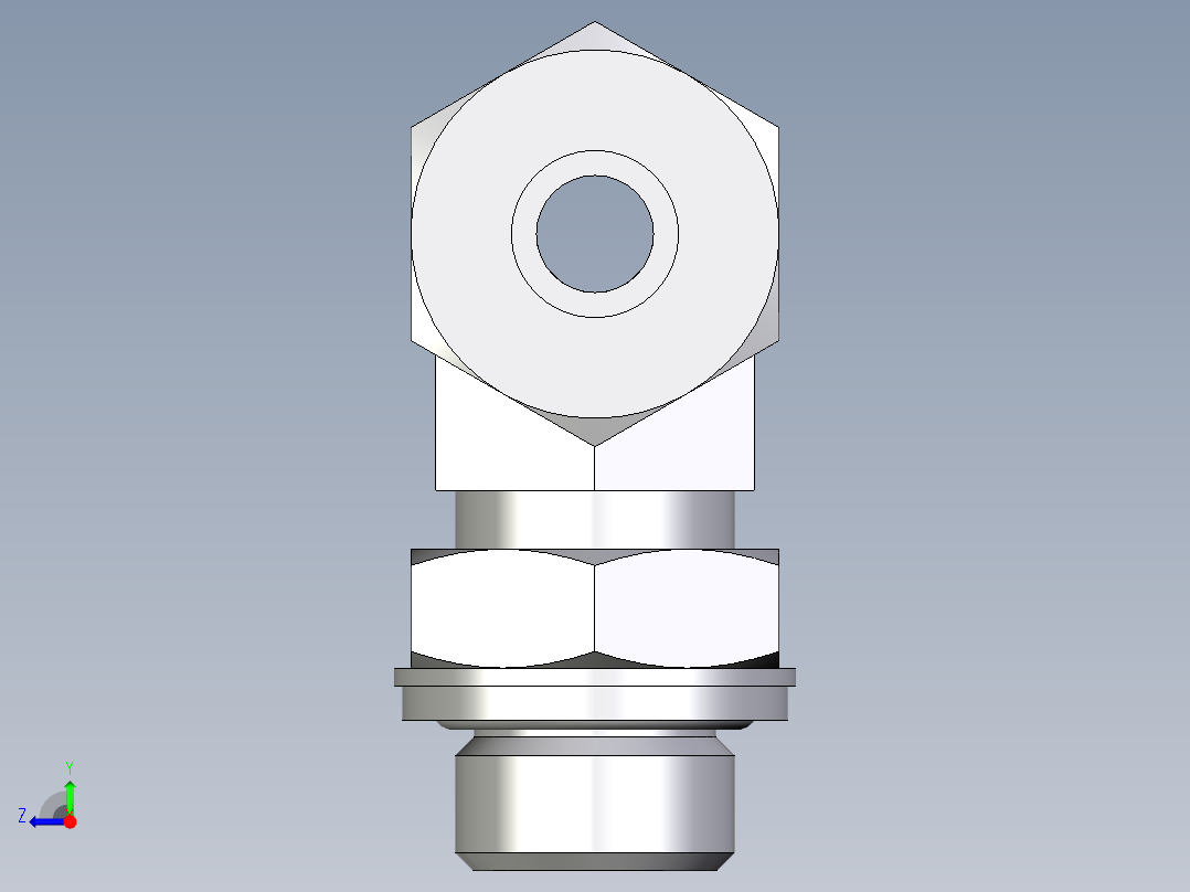 卡套式工业通用硬管接头EO_Adjustable_locknut_branch_tee_TEE10SRCF右视图