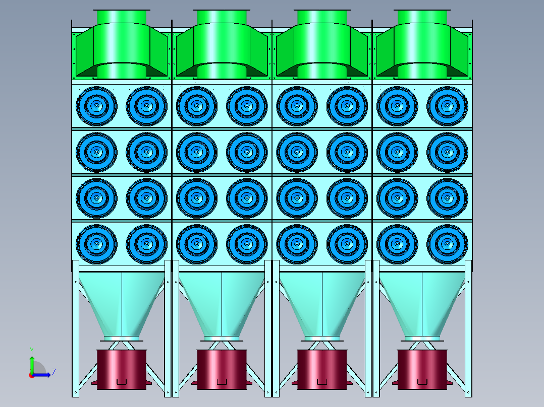 HR4-64组合式滤筒除尘器左视图