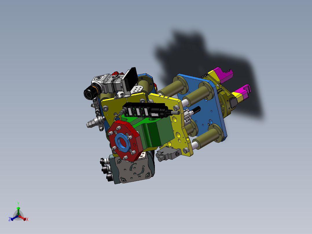 机械夹持器结构模型（需要特征识别）正等轴测图