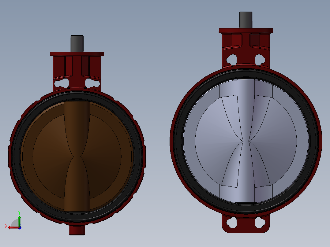 2款S30684 WAFER蝶阀模型后视图
