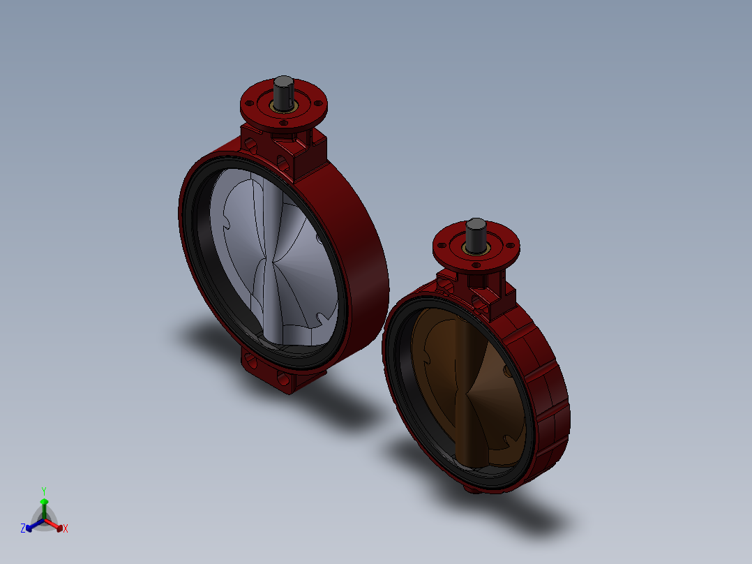 2款S30684 WAFER蝶阀模型正等轴测图