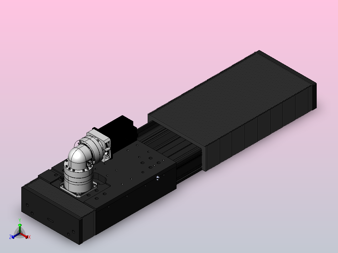 DMG220-BCR齿轮齿条模组直线滑台（电机右折）[DMG220-L20S500-DT750-A2D-BCR-P7]正等轴测图