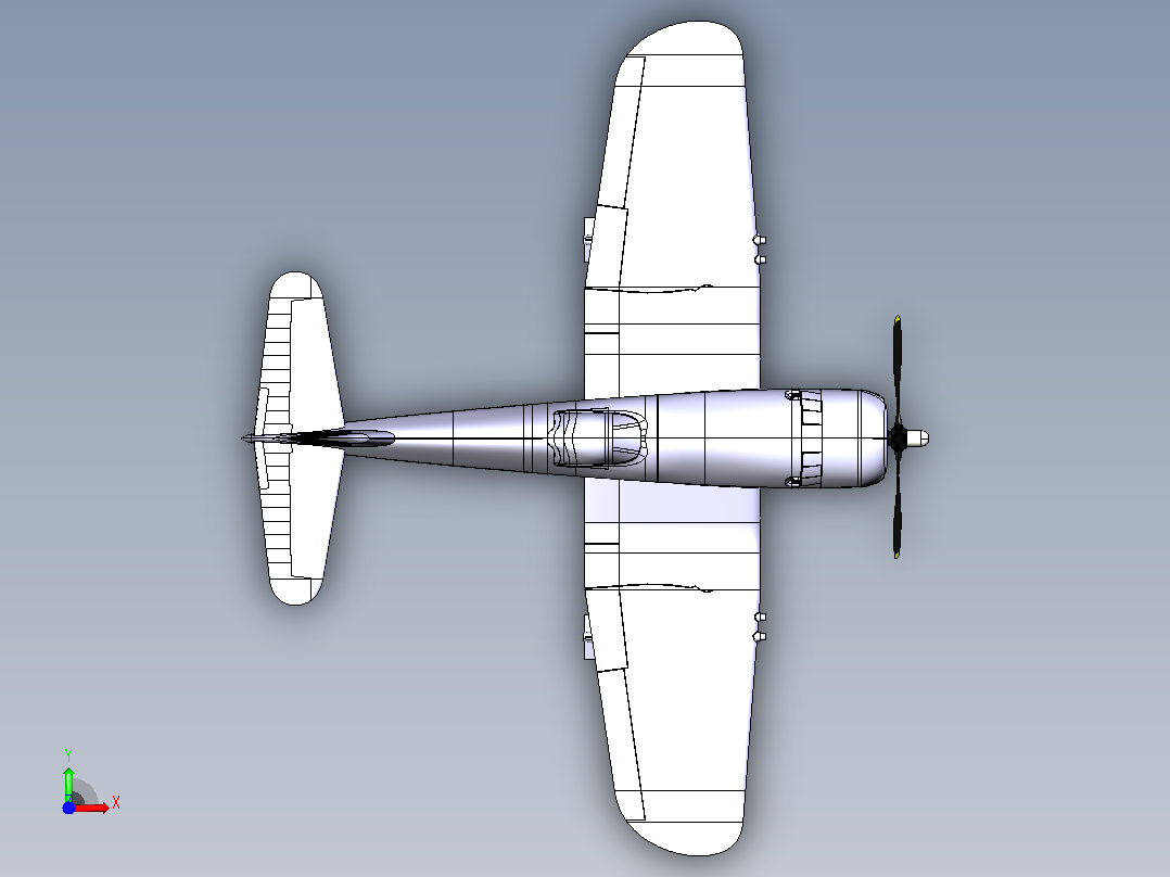 f4u-5n-corsair-vought CATIA STP IGS飞机前视图