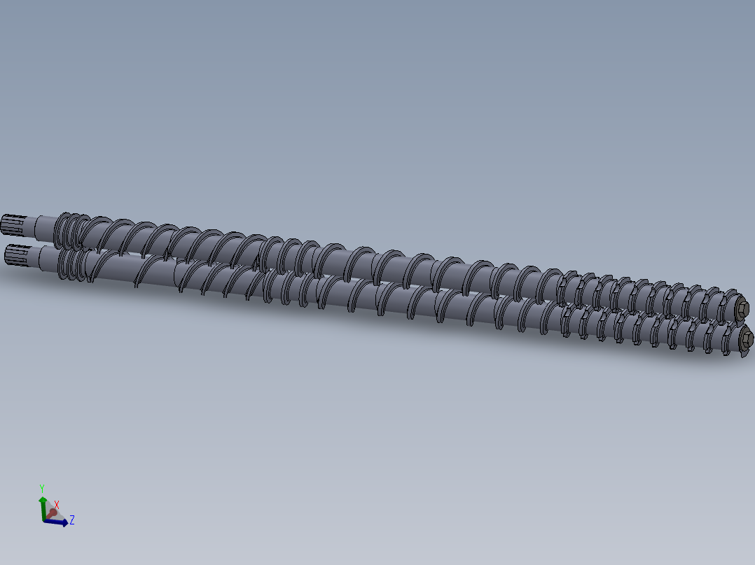 双螺杆膨化机的螺杆3D模型