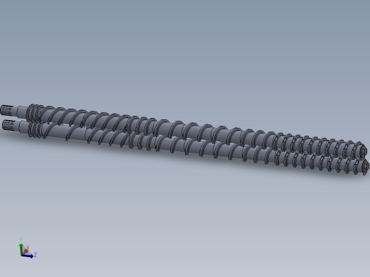 双螺杆膨化机的螺杆3D模型