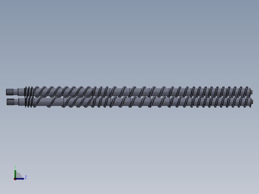双螺杆膨化机的螺杆3D模型左视缩略图