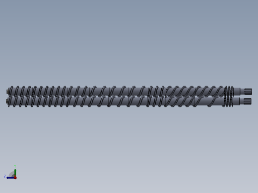 双螺杆膨化机的螺杆3D模型右视缩略图