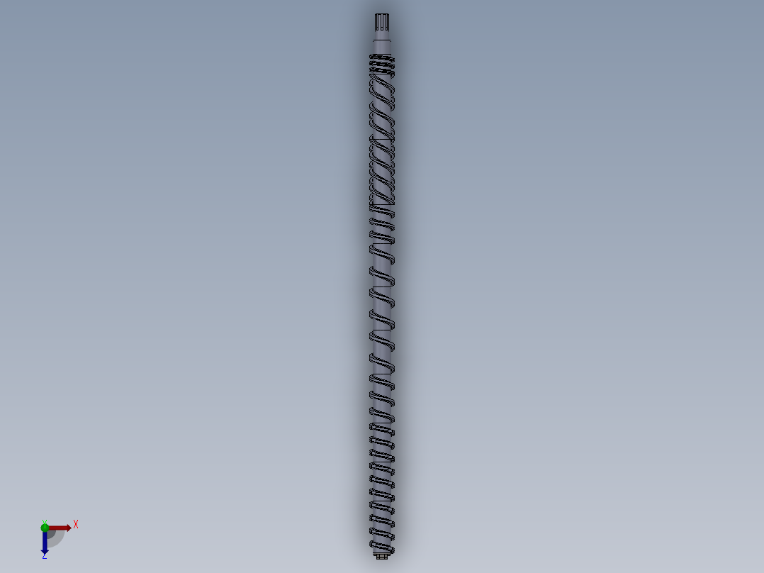 双螺杆膨化机的螺杆3D模型俯视图