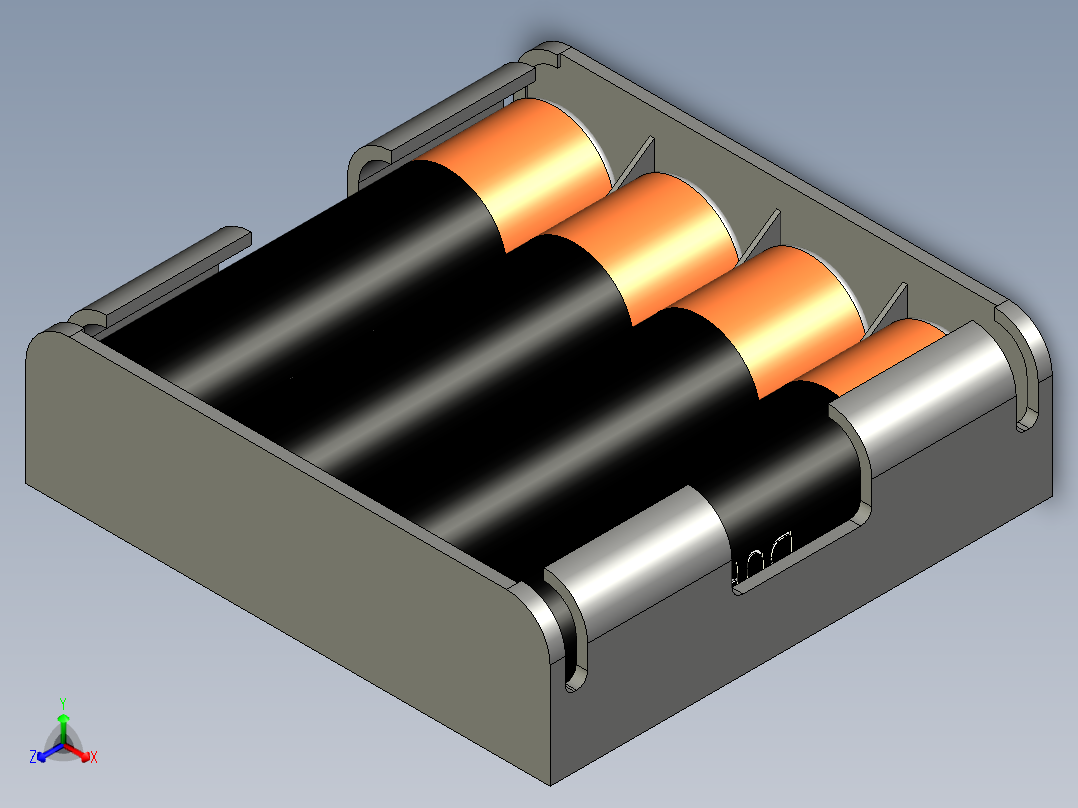 四节5号电池盒正等轴测图
