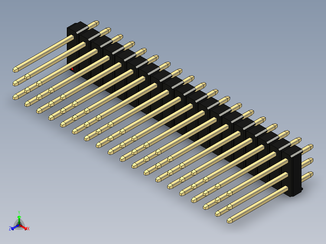 彩色公头100mil（2.54mm）系列-DS1021_black_3x19p_100mil_Type5_rev1.0主视图