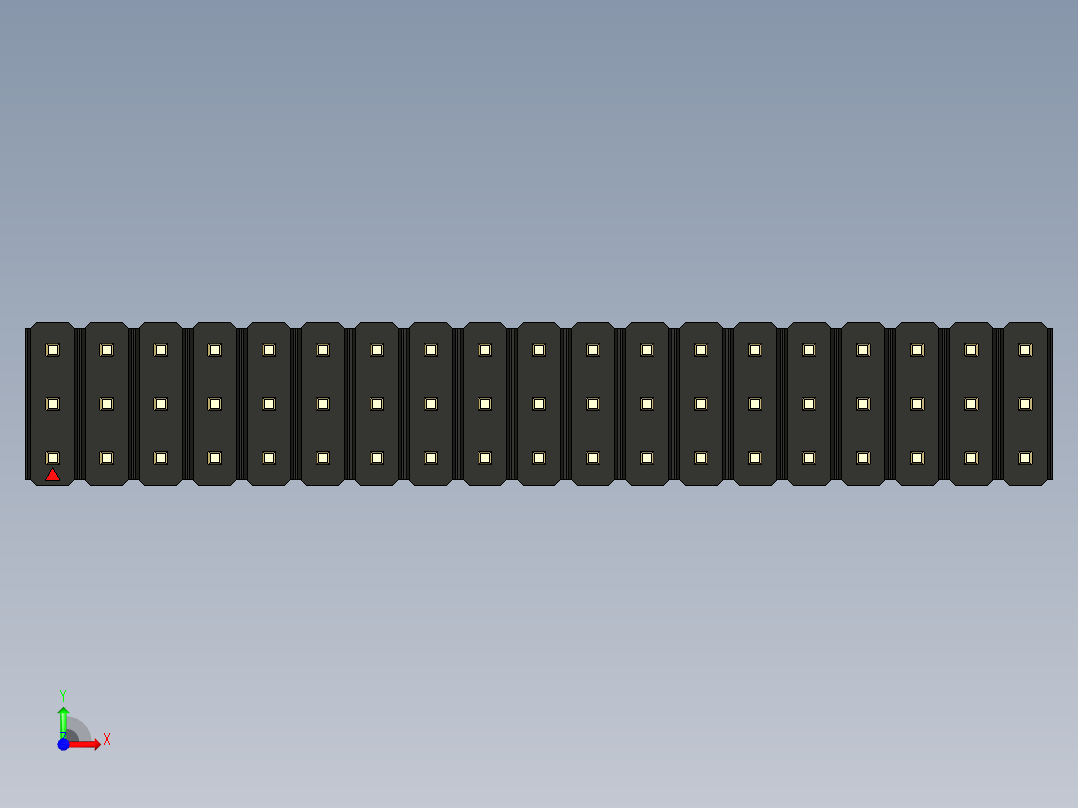 彩色公头100mil（2.54mm）系列-DS1021_black_3x19p_100mil_Type5_rev1.0前视图