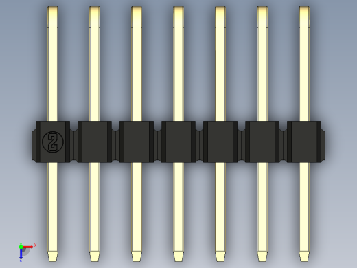 彩色公排针 100mil 2.54mm 系列-DS1022_black_3x07p_100mil_TypeD_rev1.0俯视缩略图