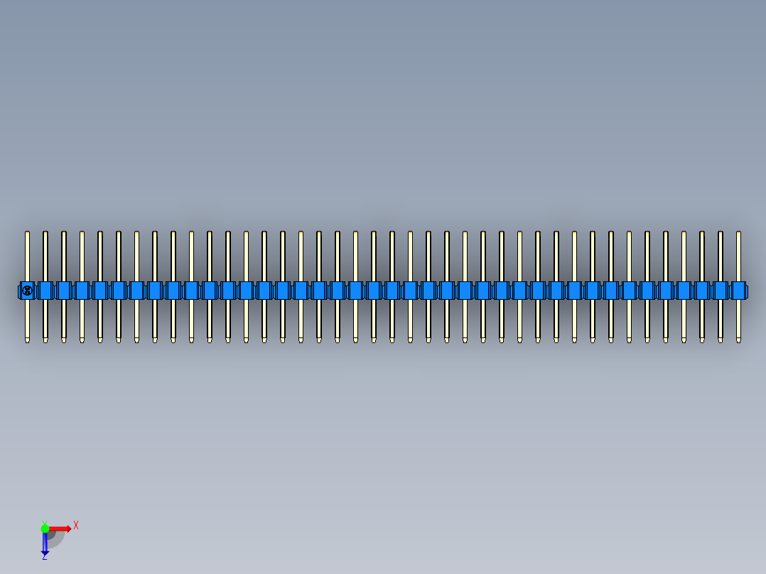 彩色公排针 100mil 2.54mm 系列-DS1022_blue_3x40p_100mil_TypeD_rev1.0俯视图