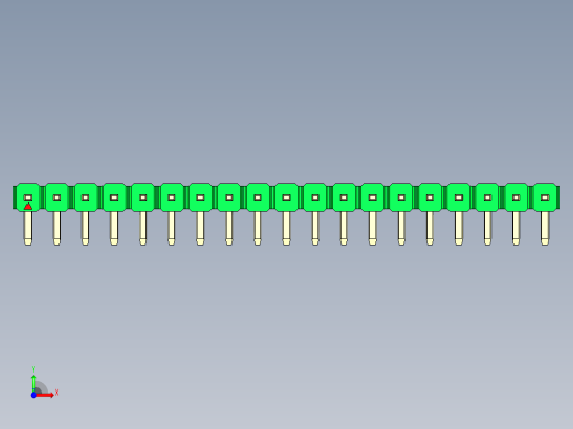 彩色公排针 100mil 2.54mm 系列-DS1022_green_1x19p_100mil_TypeD_rev1.0前视缩略图