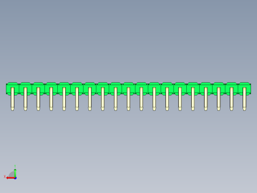 彩色公排针 100mil 2.54mm 系列-DS1022_green_1x19p_100mil_TypeD_rev1.0后视缩略图