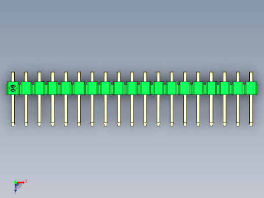 彩色公排针 100mil 2.54mm 系列-DS1022_green_1x19p_100mil_TypeD_rev1.0俯视缩略图