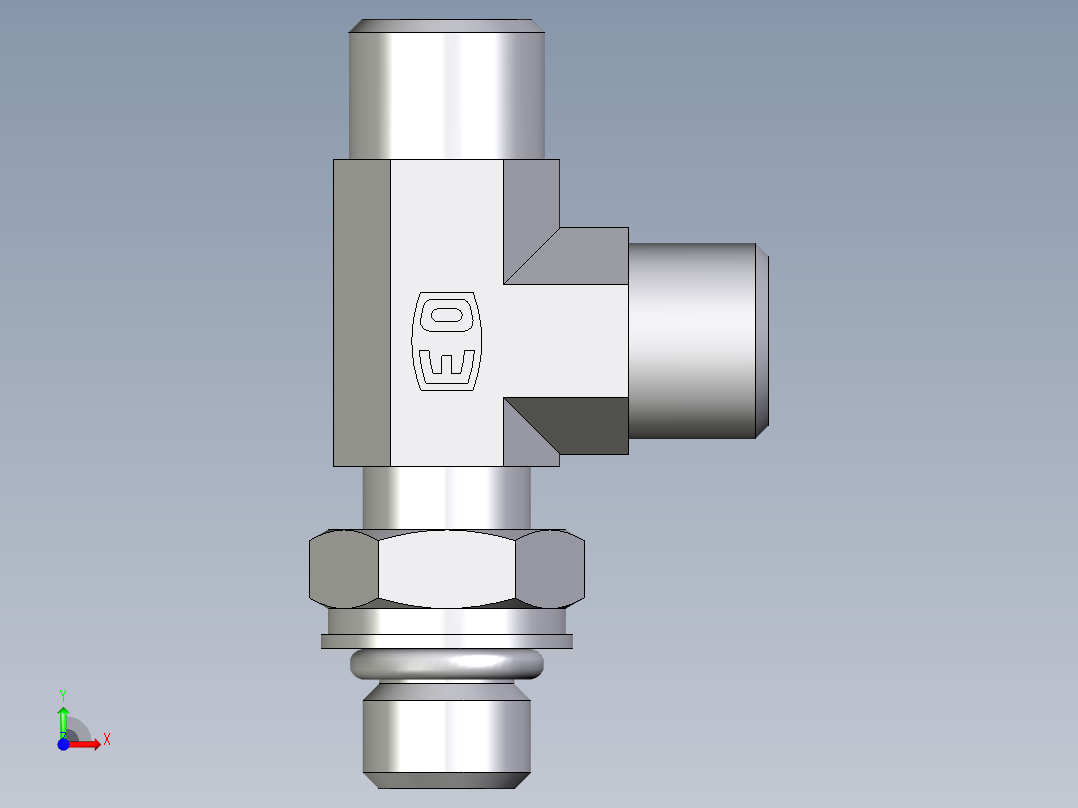 卡套式工业通用硬管接头EO_Adjustable_locknut_run_tee_LEE08LMOROMDCF前视图