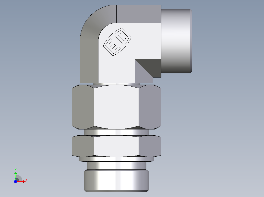 卡套式工业通用硬管接头EO_Assembled_adjustable_standpipe_elbow_EVW30SROMD71前视图