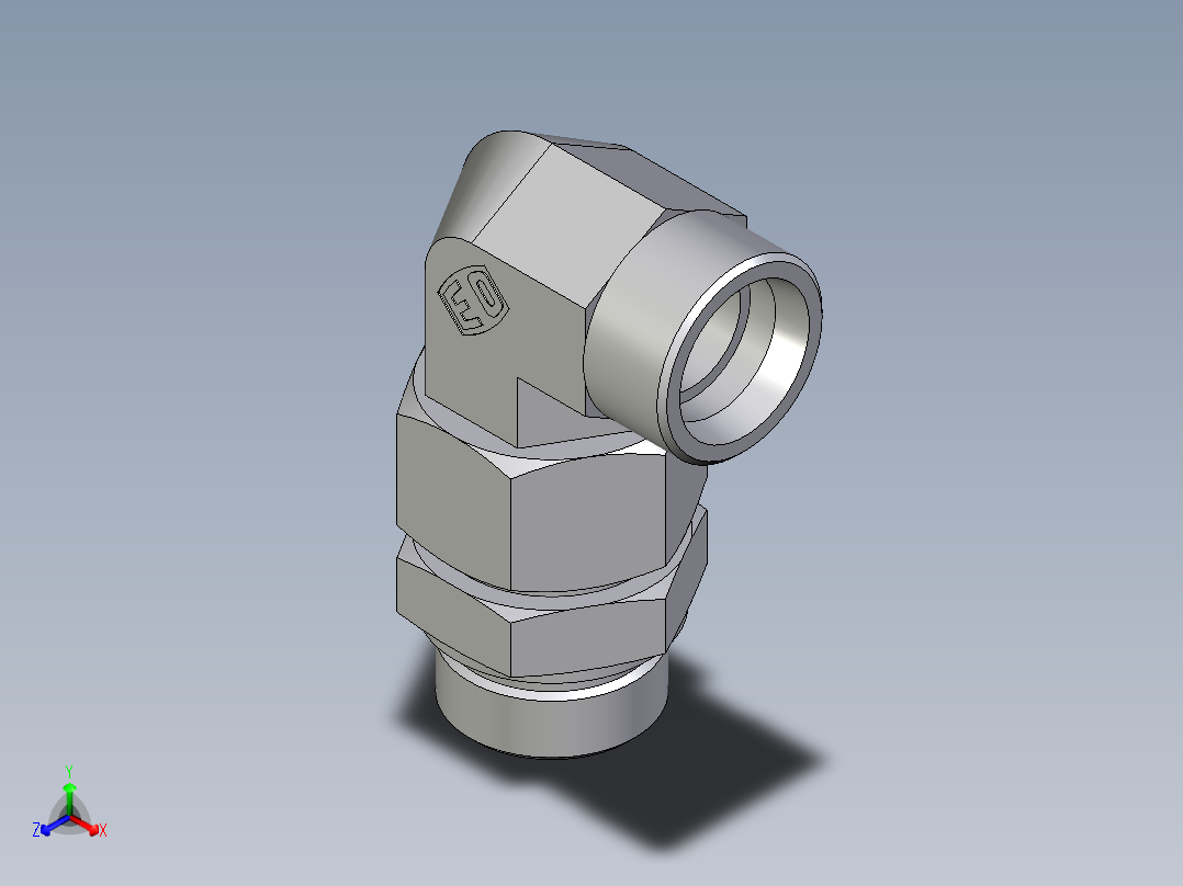 卡套式工业通用硬管接头EO_Assembled_adjustable_standpipe_elbow_EVW30SROMD71正等轴测图