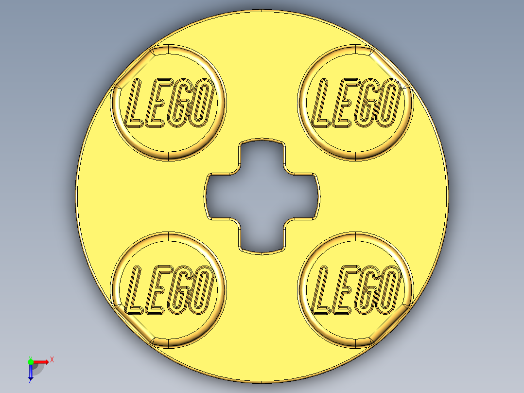 乐高零件 4032 板 2 x 2 圆形-4032 Curry Plate 2 x 2 Round.STEP俯视图