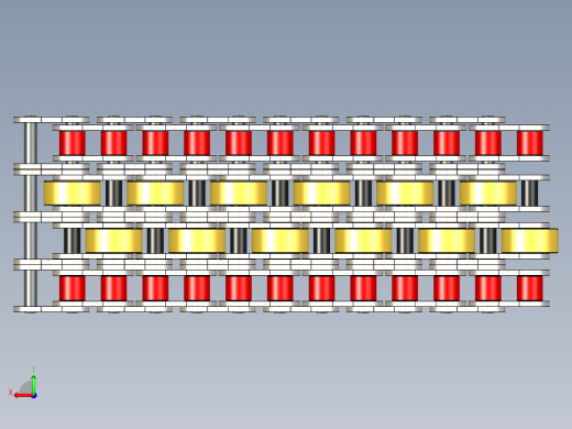 堆积链 - 飞轮 - 带双中心滚轮的四重链---stp后视缩略图