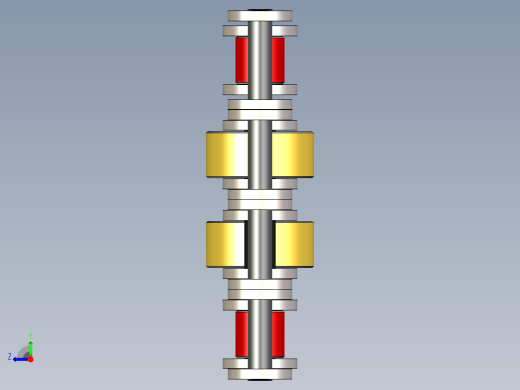 堆积链 - 飞轮 - 带双中心滚轮的四重链---stp右视缩略图