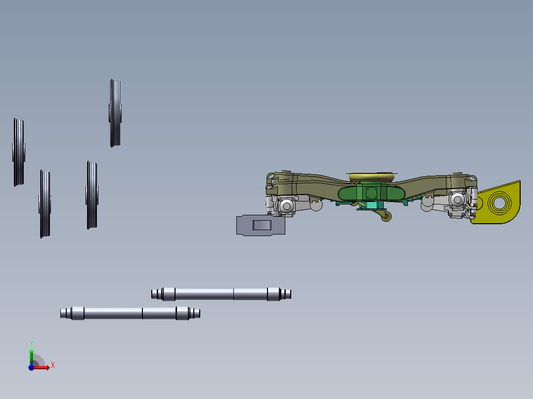020-动力车转向架的装配体前视图