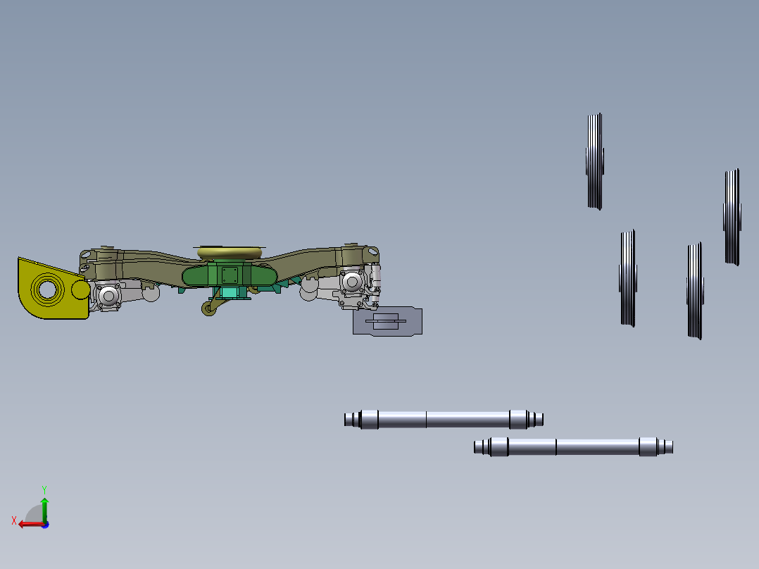 020-动力车转向架的装配体后视图
