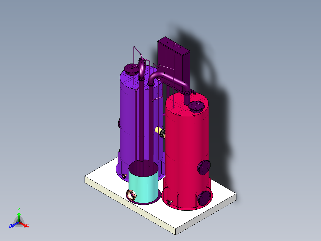 无阀滤池模型图正等轴测图