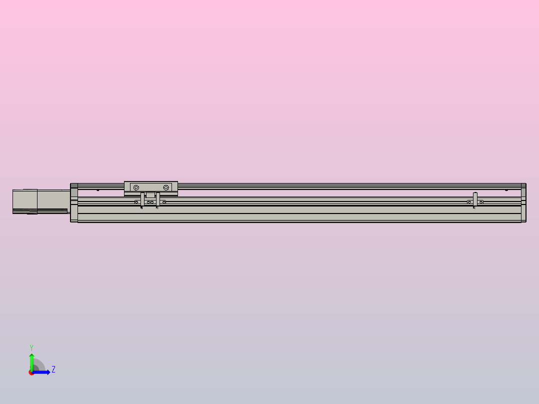 SYS12-BC-500-100W滚珠花健、支撑座、滚珠丝杠、交叉导轨、直线模组.STEP左视图