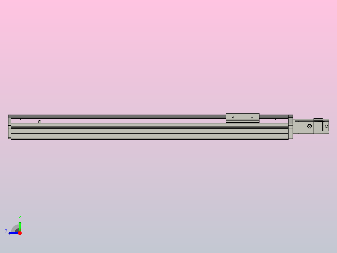 SYS12-BC-500-100W滚珠花健、支撑座、滚珠丝杠、交叉导轨、直线模组.STEP右视图