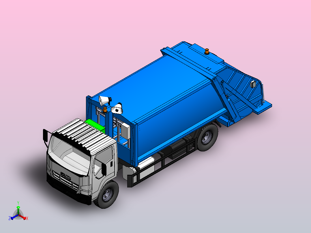 压缩式垃圾收集车正等轴测图