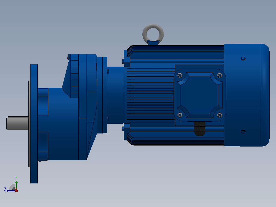 RXF67法兰轴伸式安装斜齿轮减速机RX67-Y3-4P-100-M1-0°-Φ250右视图