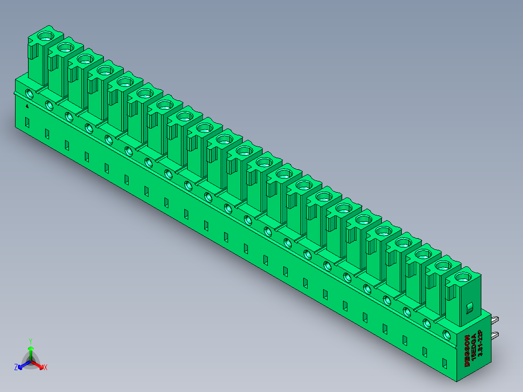 DEGSON 15EDG 系列 3.81mm 插拔式接线端子-15EDGA-3.81-22P-14-00AH主视图