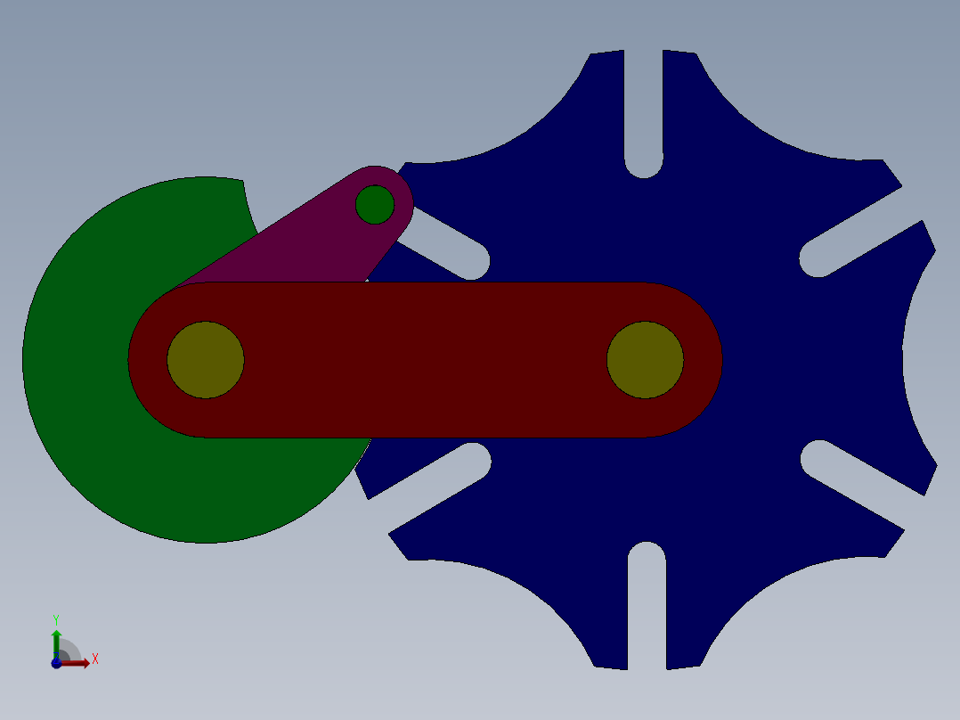日内瓦驱动机构（间歇运动机构）前视图