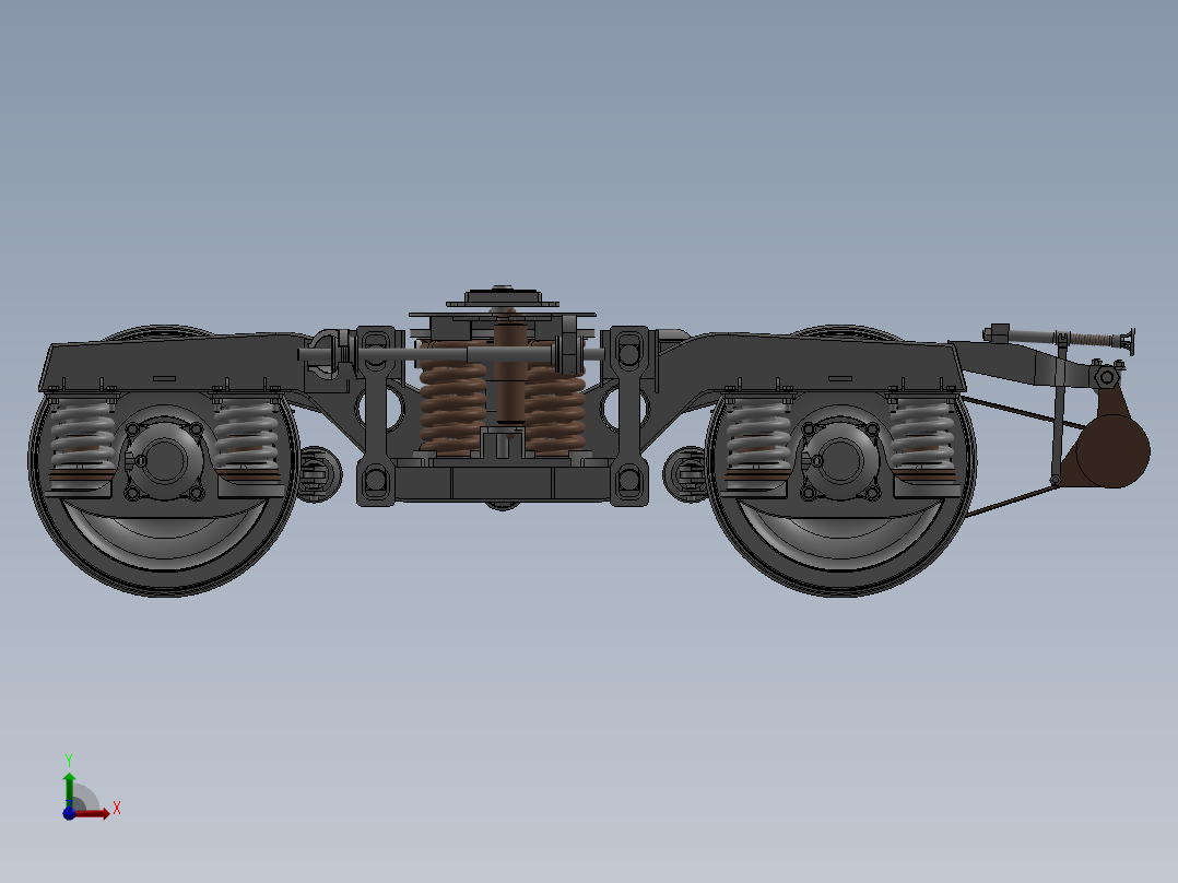206P转向架三维SW模型前视图