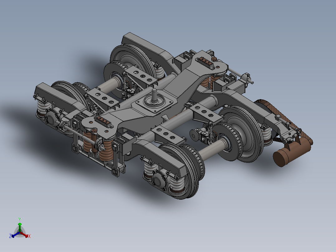 206P转向架三维SW模型正等轴测图