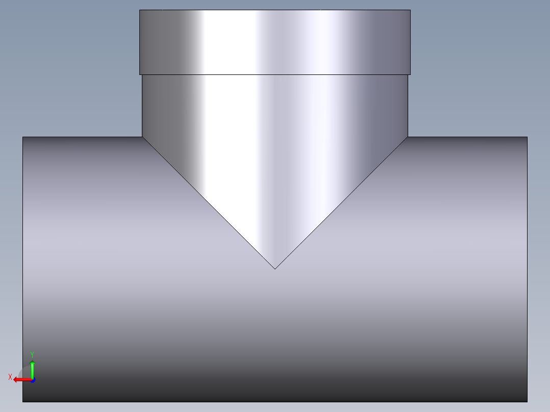 4TIMV 90°TEE与钢筋端：溶剂焊接插座D和BSP螺纹女性分行R不锈钢加强环后视图