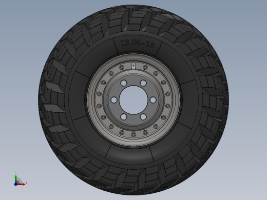 ZIL-157轮毂轮胎模型3D图纸 Solidworks设计前视缩略图