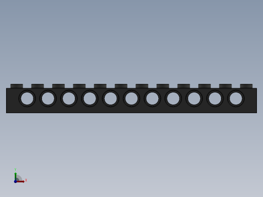 乐高机械组积木（横梁）-4200025 - 3895 Old Dark Grey Technic Brick 1 x 12 with Holes前视缩略图