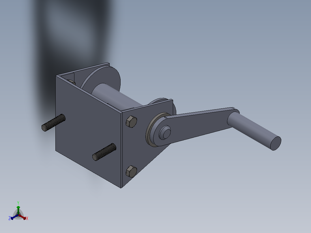 绞车 卷扬机 (1)正等轴测图