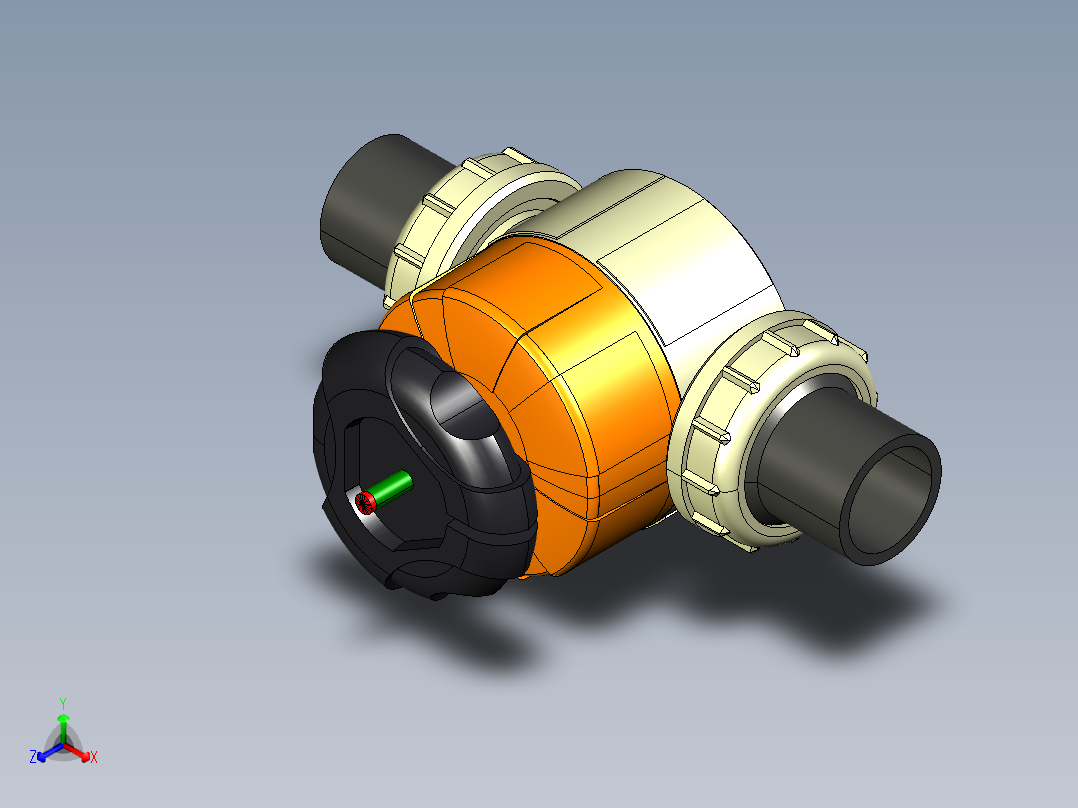 +GF+PE-阀门ecoFIT-聚乙烯工业-公制3D模型STP格式主视图