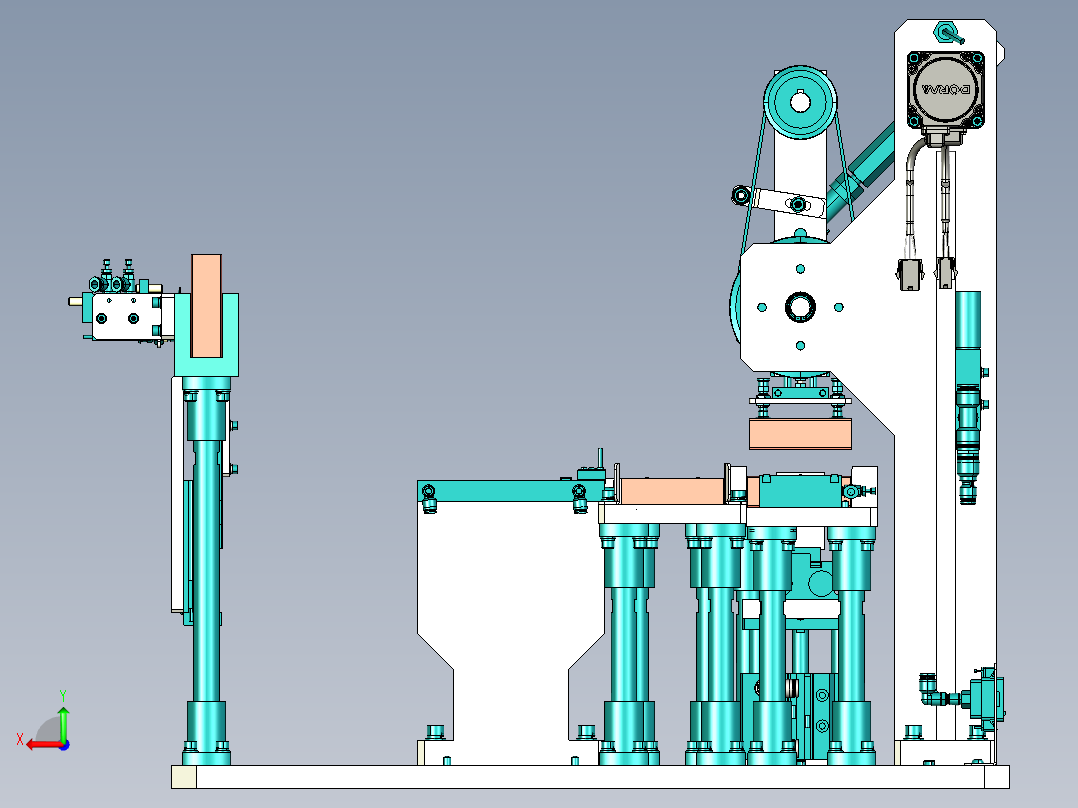 电动连杆转角90度翻转机构后视图