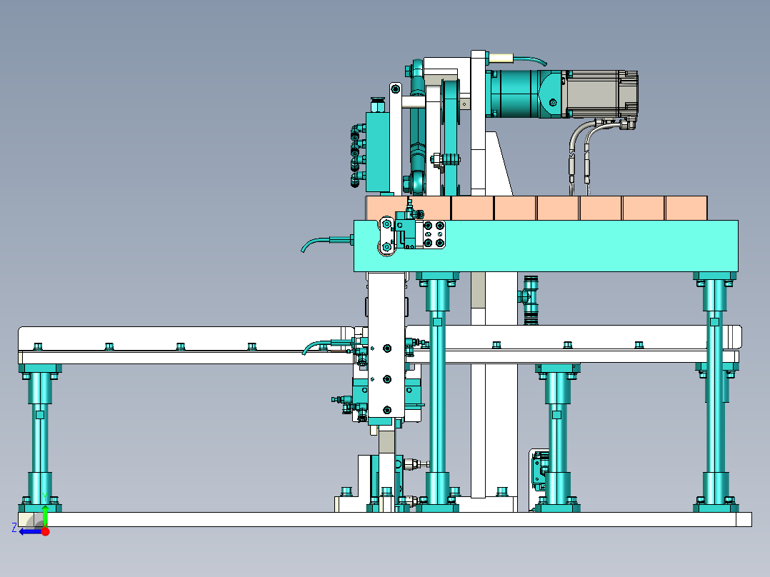 电动连杆转角90度翻转机构右视图