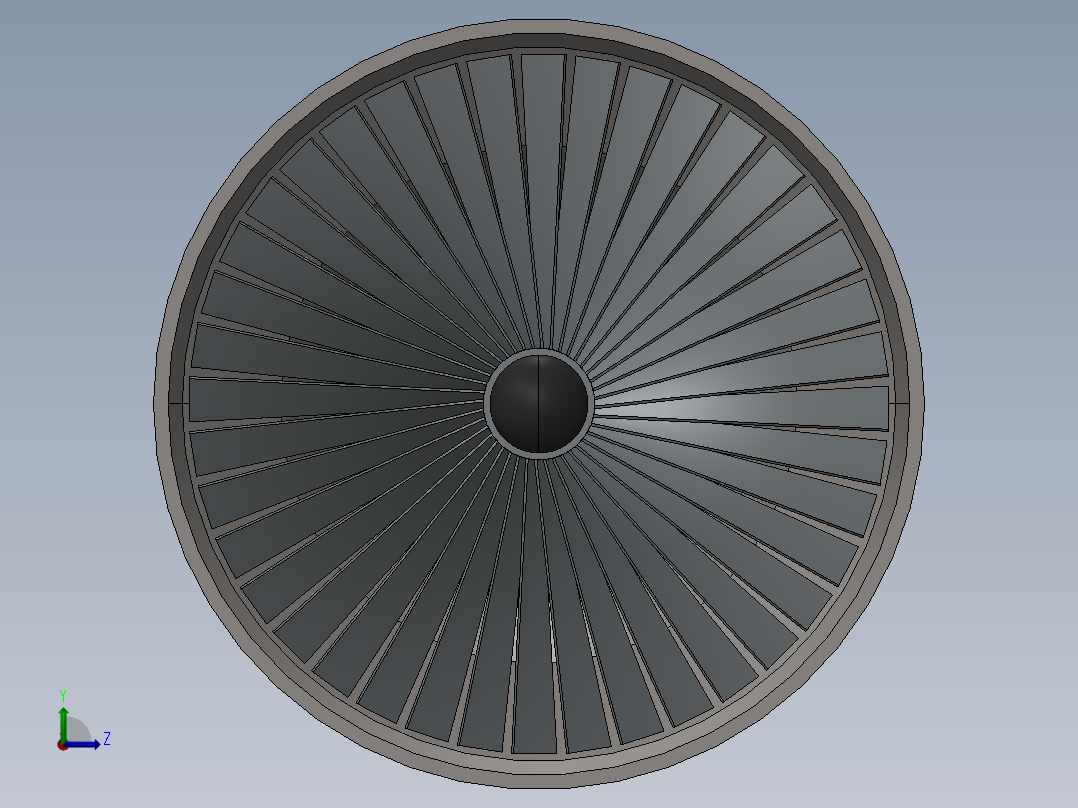 喷气涡轮叶片及外壳---模型格式为 stp左视图