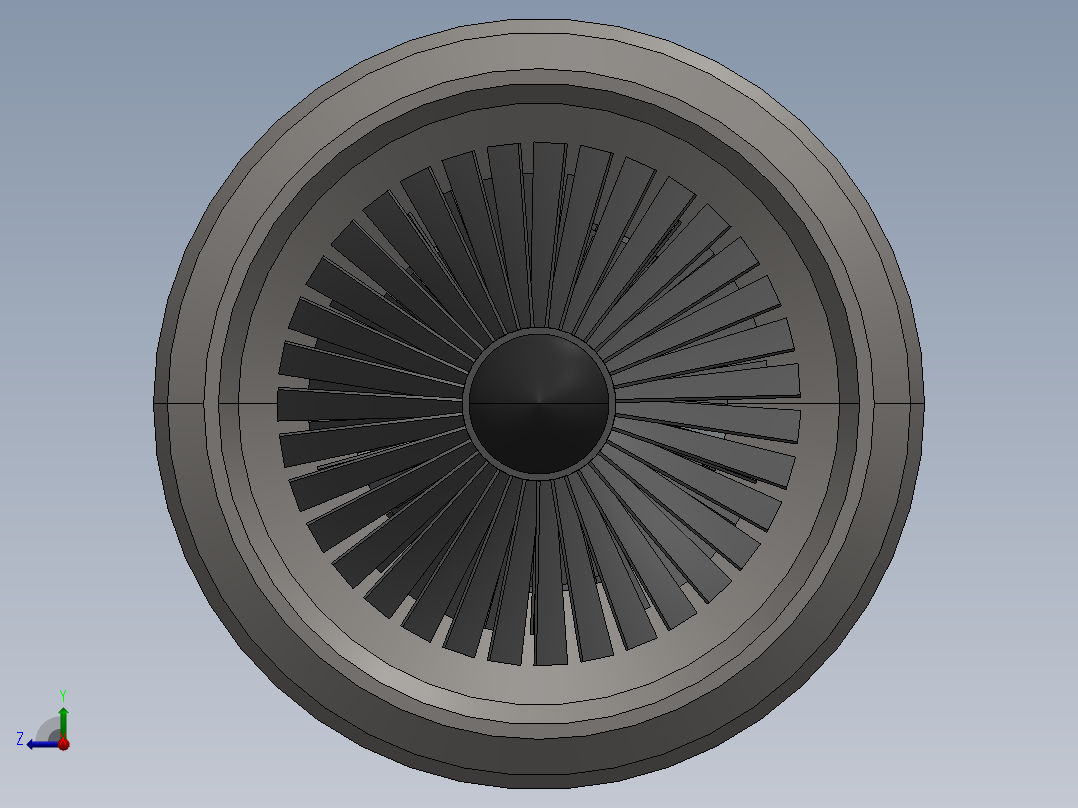 喷气涡轮叶片及外壳---模型格式为 stp右视图